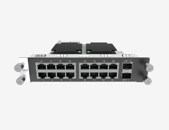 16xRJ45 +2x Fiber output Card Front